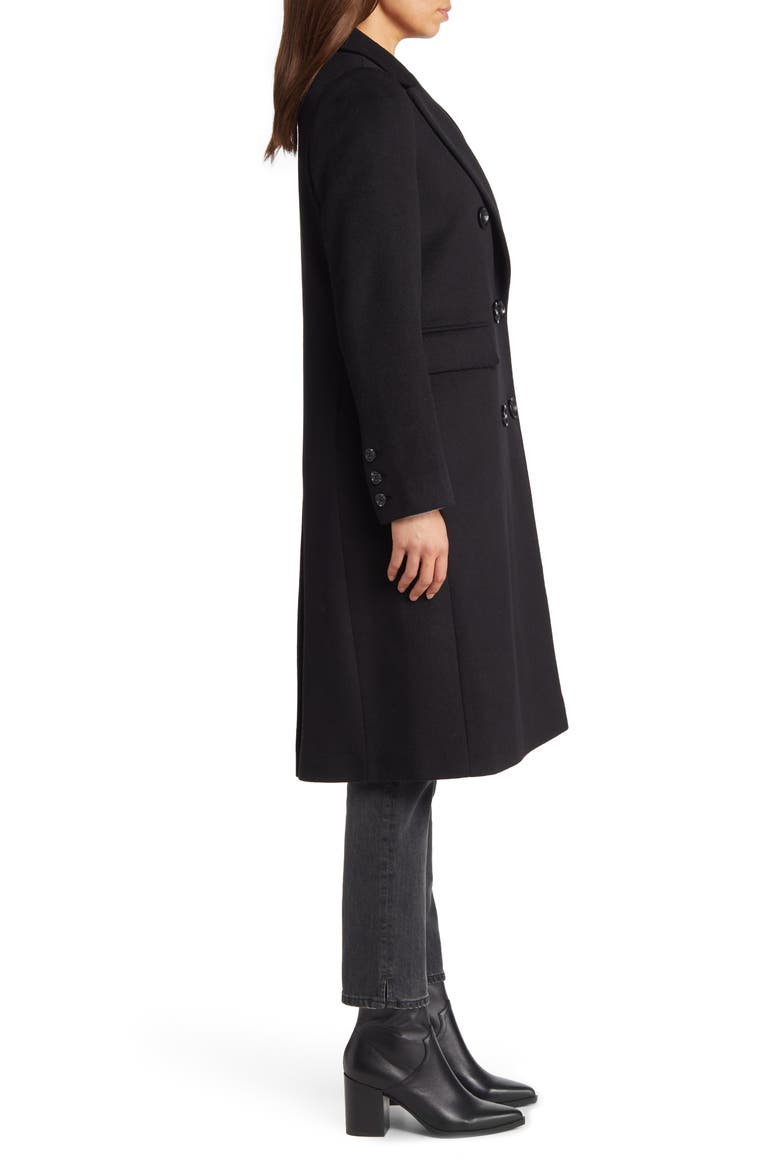 Double Breasted Wool Blend Coat, Alternate, color, BLACK