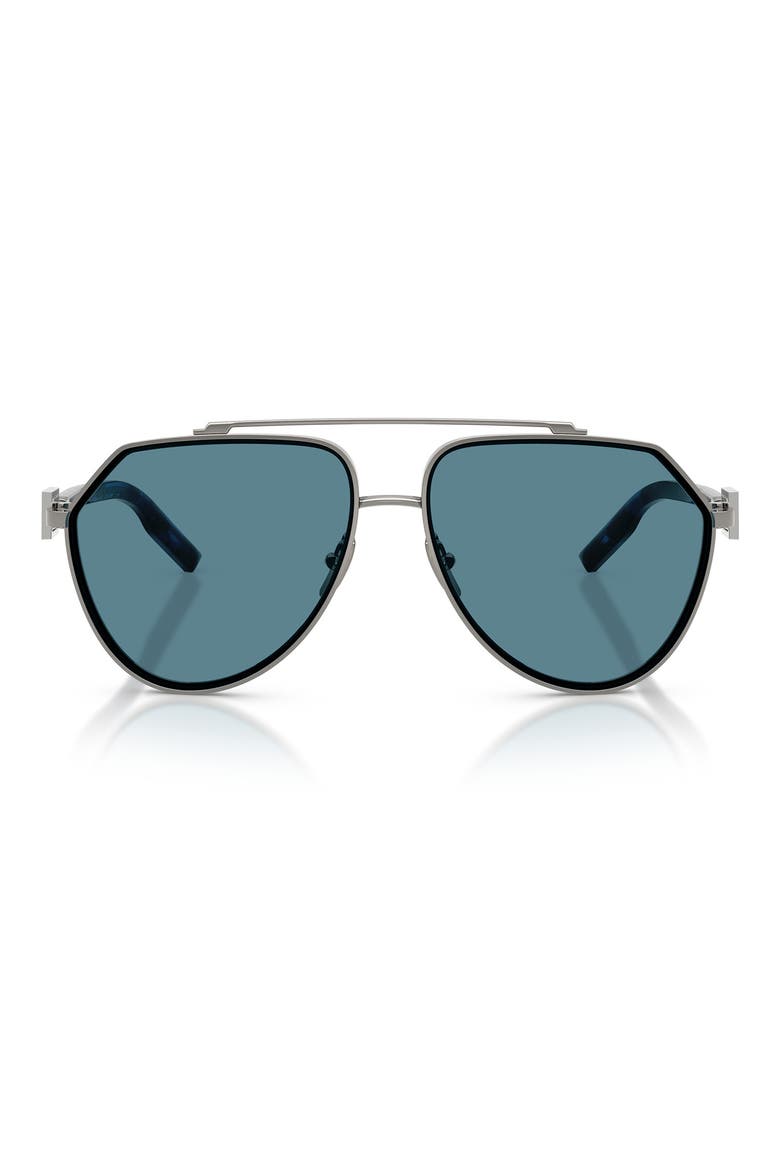 62mm Oversize Pilot Sunglasses, Main, color, GUNMETAL