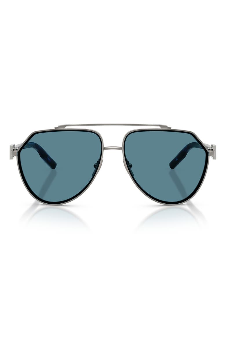 Dolce&Gabbana 62mm Oversize Pilot Sunglasses, Main, color, Gunmetal