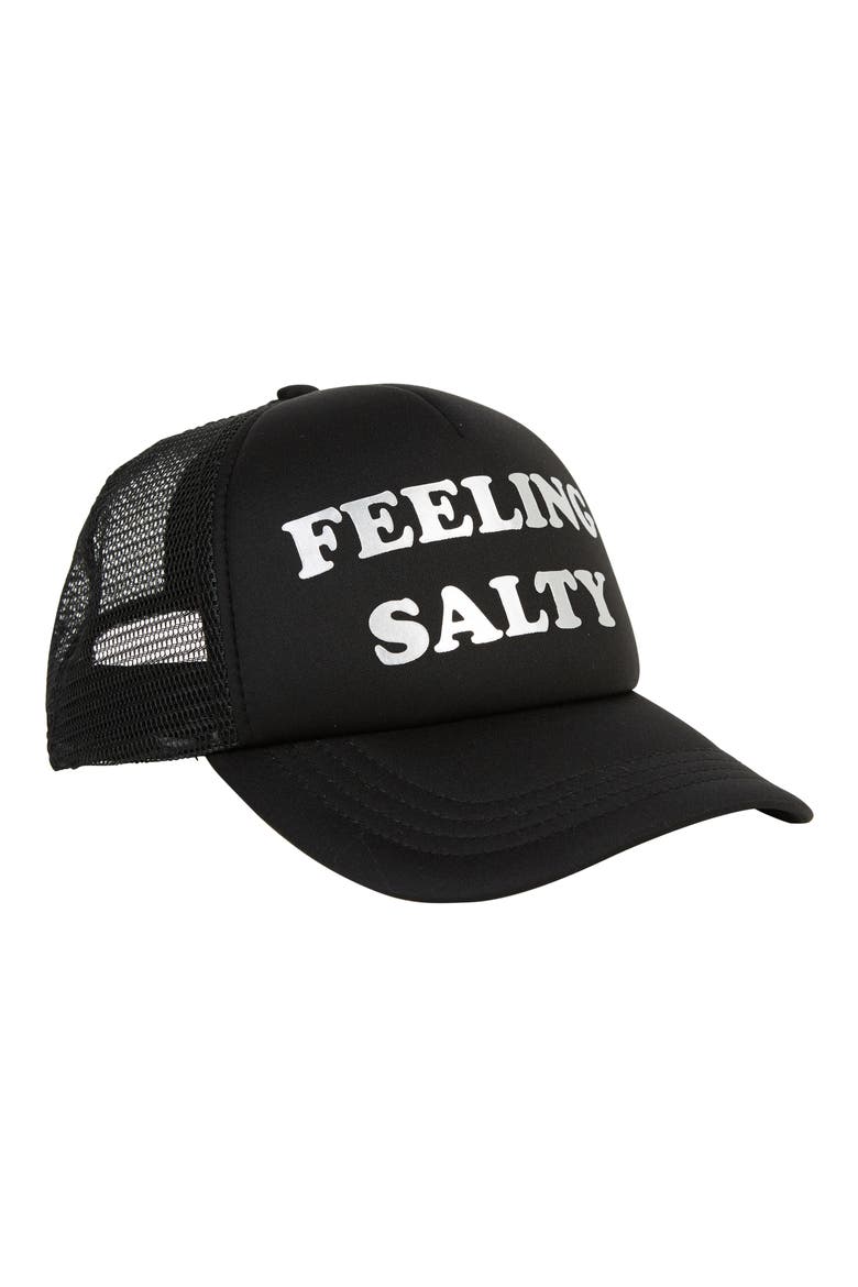 Across Waves Trucker Hat, Alternate, color, BLACK