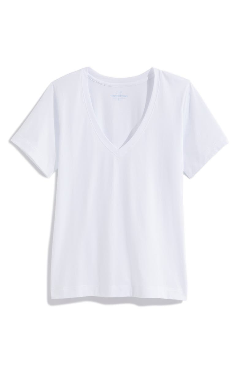 vineyard vines Clean Jersey V-Neck T-Shirt, Main, color, White Cap