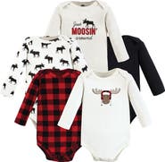 Hudson Baby Five-Piece Collection of Long-Sleeve Cotton Bodysuits