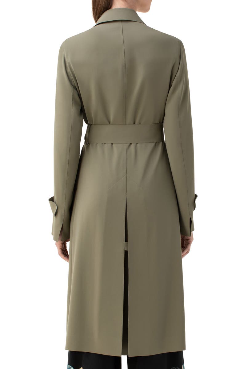 Akris punto Laser Cut Crêpe Trench Coat, Alternate, color, Sencha