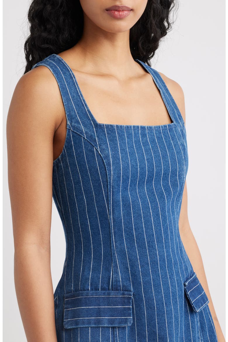 Monah Pinstripe Denim Minidress, Alternate, color, BLUE