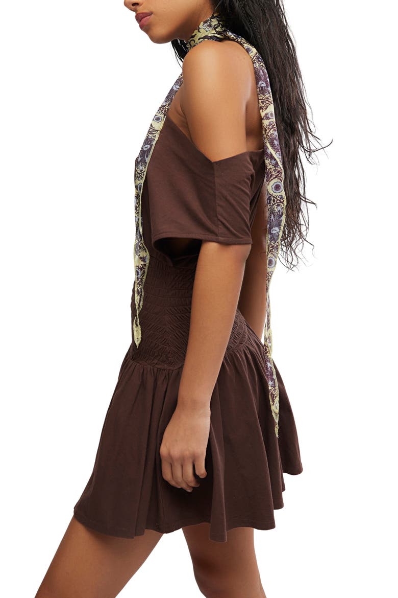 Scorching Hot One-Shoulder Cotton Minidress, Alternate, color, CARAFE