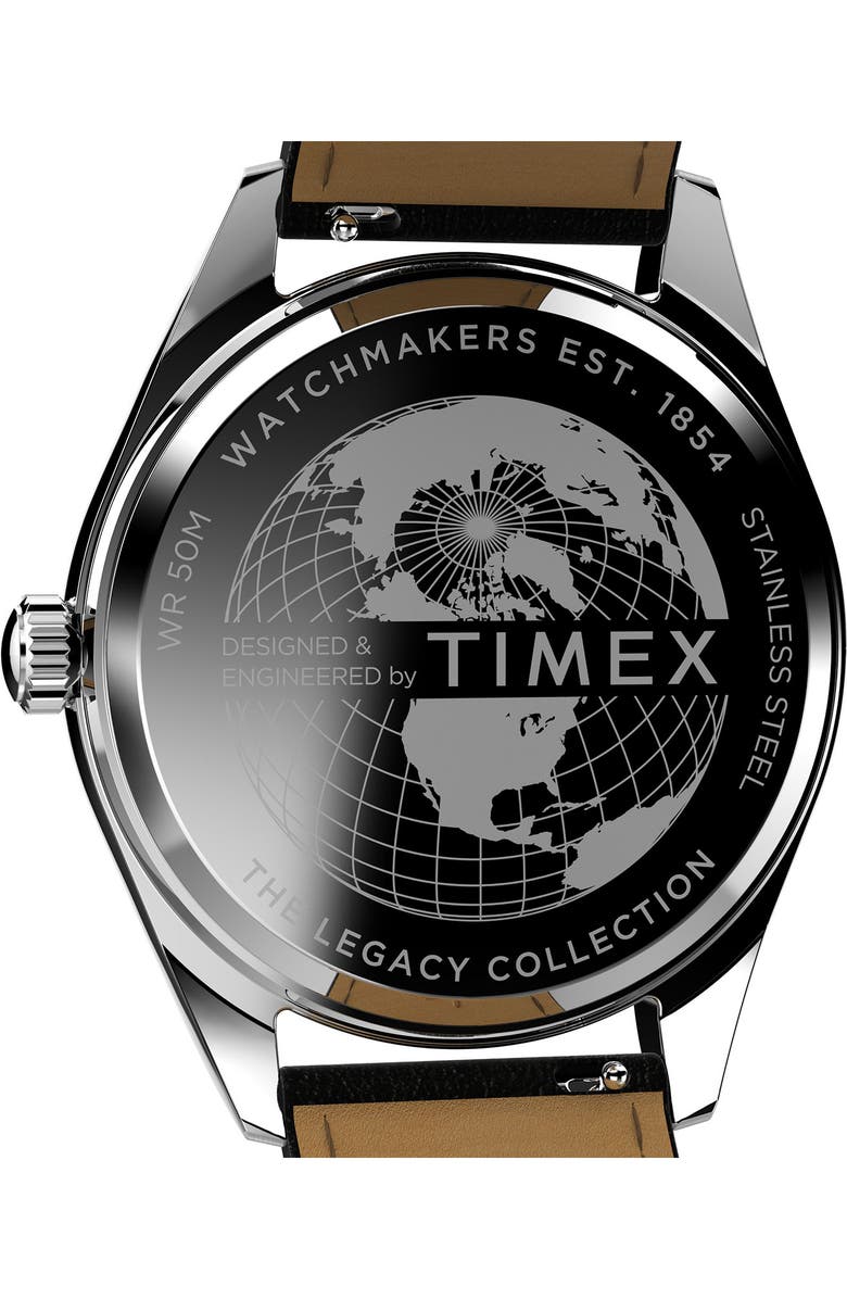 Timex<sup>®</sup> Legacy Leather Strap Watch, 41mm, Alternate, color, Black