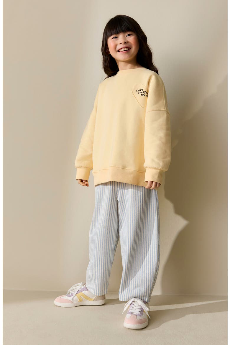 Kids' Crewneck Sweatshirt & Stripe Pants Set, Alternate, color, YELLOW