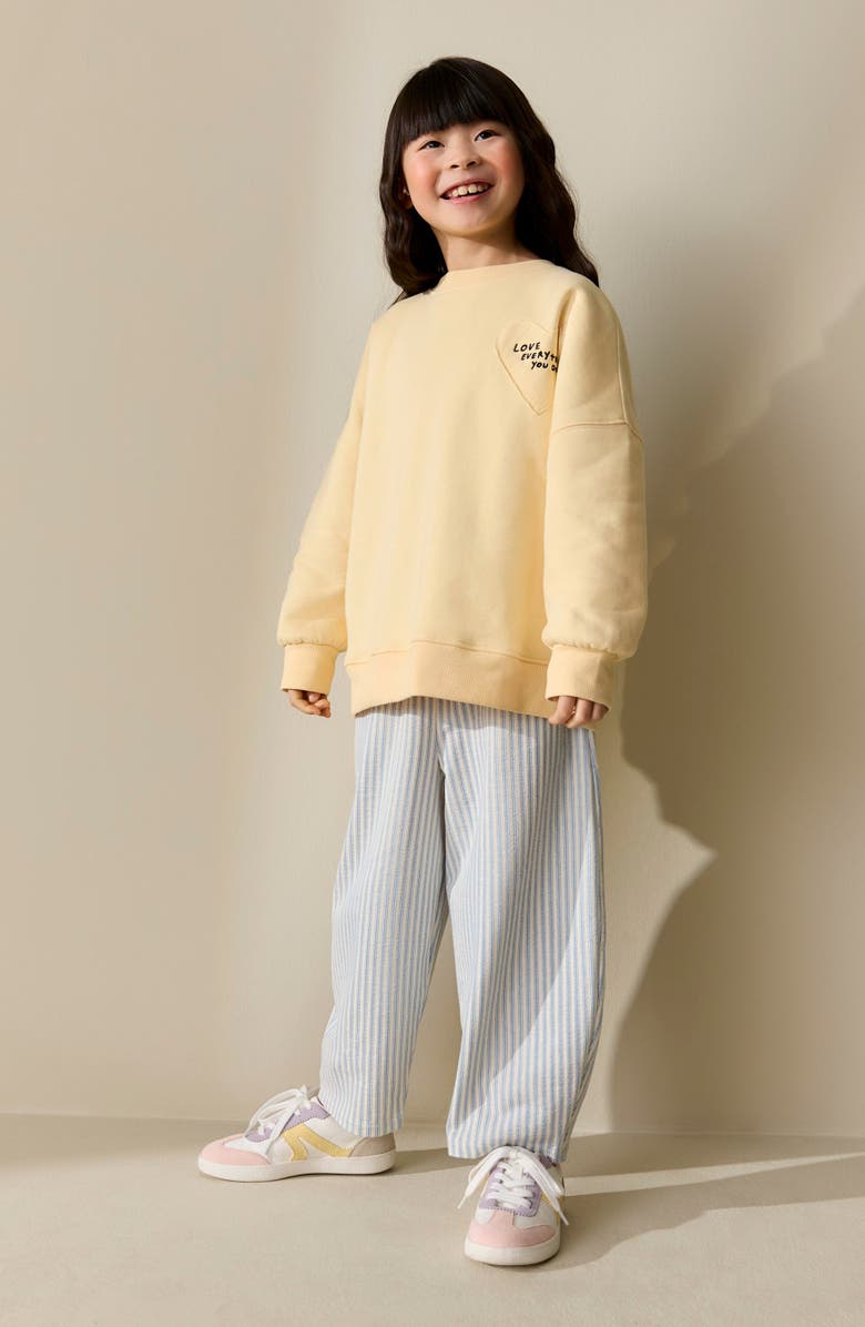 NEXT Kids' Crewneck Sweatshirt & Stripe Pants Set, Alternate, color, Yellow