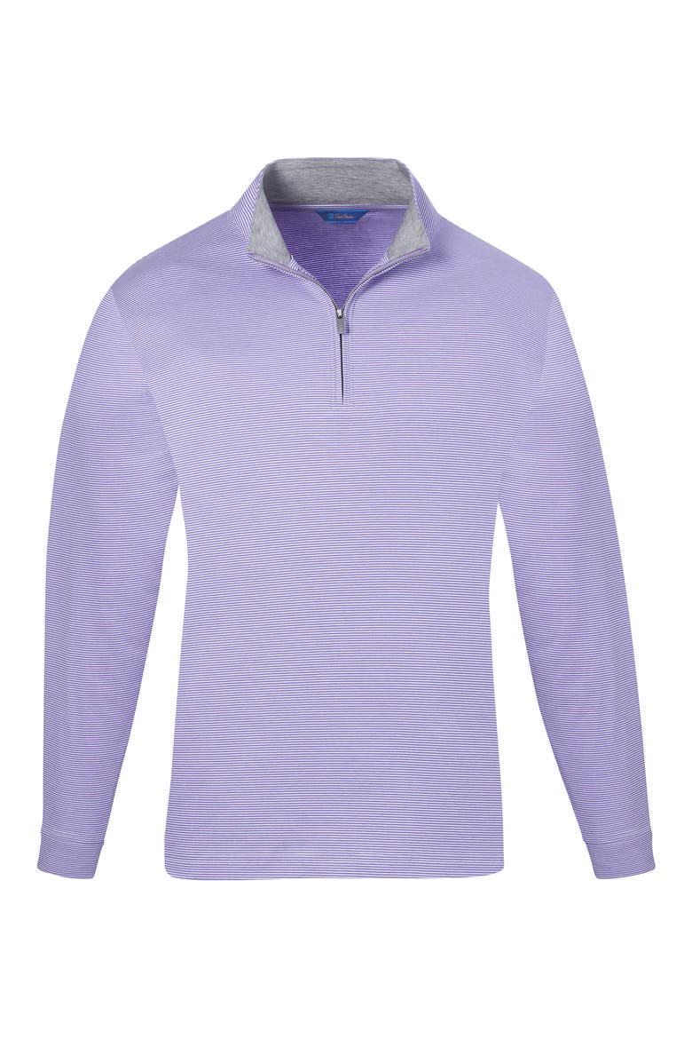 Stripe Quarter Zip Pullover Sweater, Alternate, color, WHITE/ PURPLE