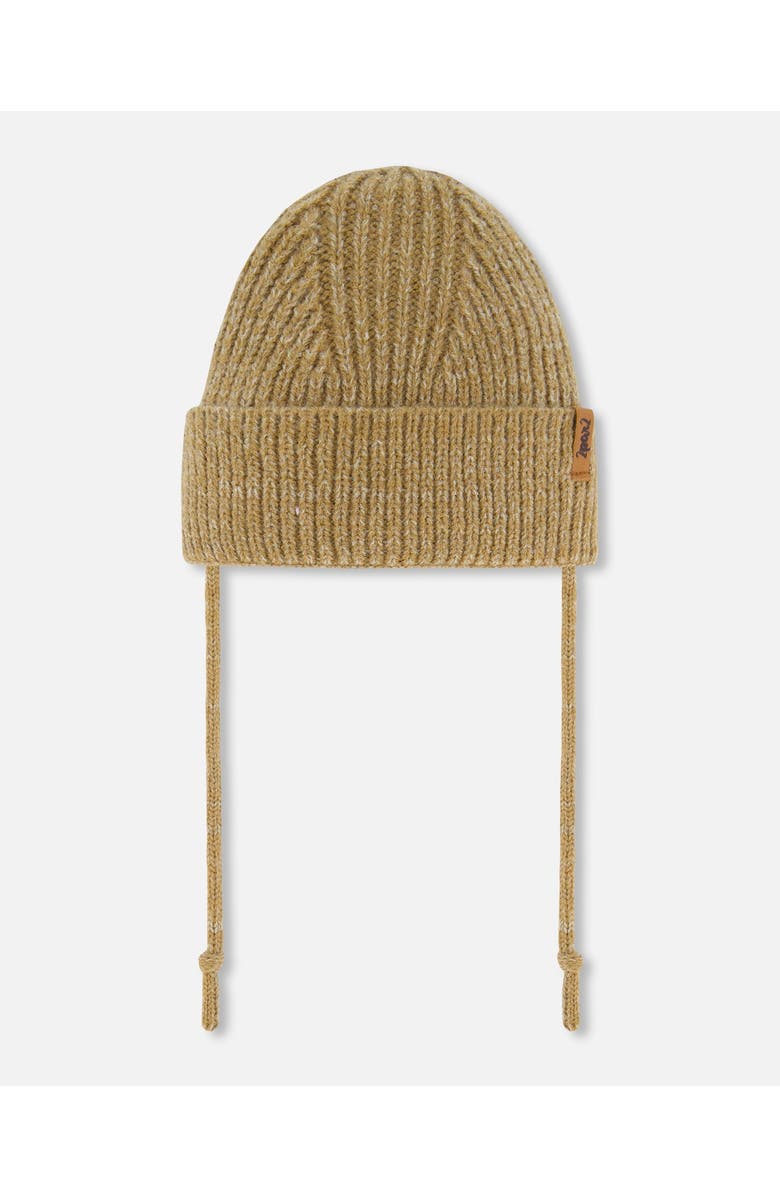 Deux par Deux Baby Unisex Mid-Season Knit Hat With Strings Taupe, Main, color, 