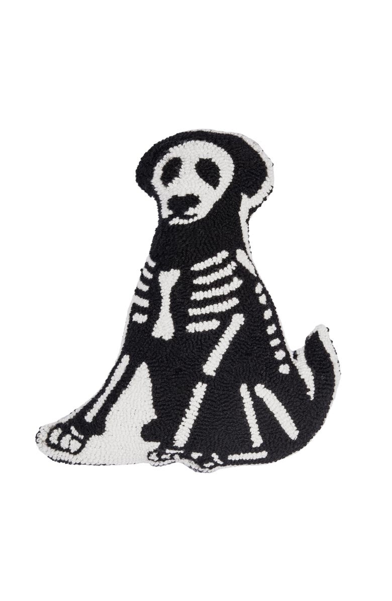 C&F Home Pets Skeleton Shaped Hooked Pillows, Main, color, Black Dog