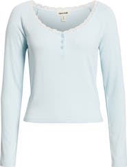 Open Edit Daydream Lace Trim Rib Crop Top