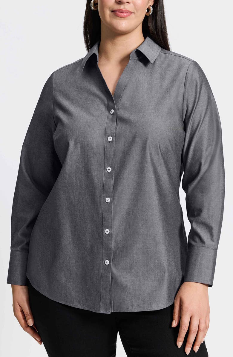 Foxcroft Mary Cotton Button-Up Shirt, Main, color, 