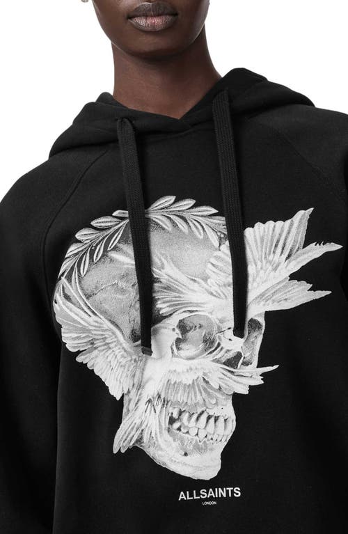 Allsaints Long-sleeved Hooded Sweatshirt In Black
