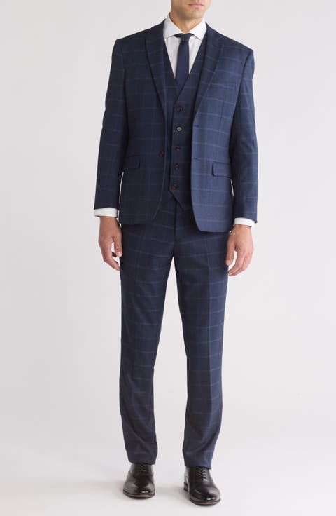 Slim Fit 3-Piece Plaid Suit (Short, Regular & Long)