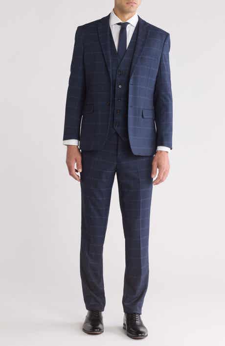 Gino Vitale Slim Fit 3-Piece Plaid Suit