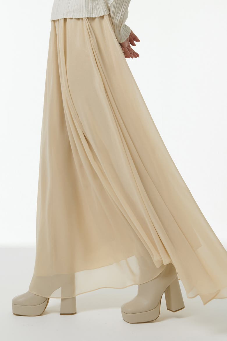 Elasticated Waist Asymmetric Skirt, Alternate, color, Neutrals