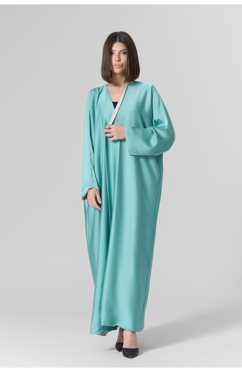 Le Fafo Luna Reversible Silk Cover-Up/Cardigan, Alternate, color, Terquise / Gold