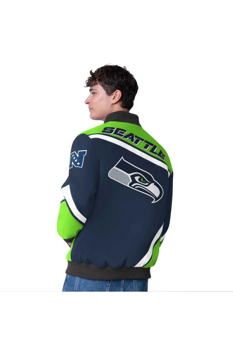 Men's G-III Extreme  College Navy Seattle Seahawks Maximum Racing Full-Snap Jacket, Alternate, color, College Navy