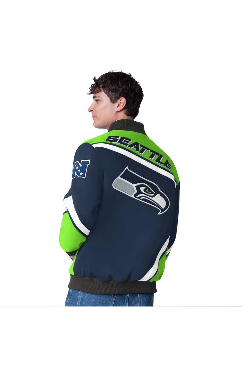 G-III Extreme Men's G-III Extreme  College Navy Seattle Seahawks Maximum Racing Full-Snap Jacket, Alternate, color, College Navy