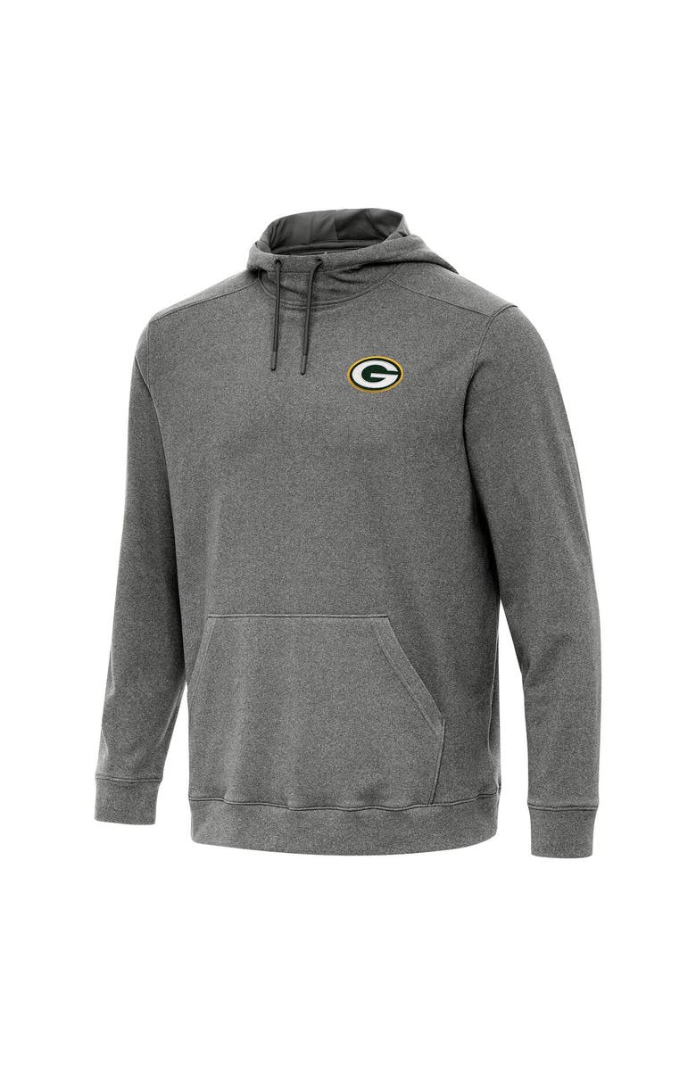 ANTIGUA Men's Antigua Heather Black Green Bay Packers Cloud Pullover Hoodie, Main, color, Heather Black