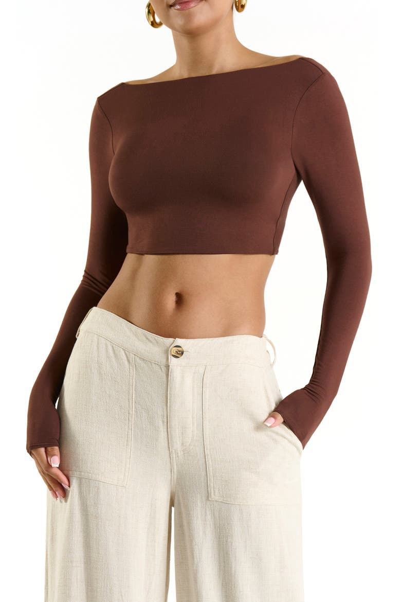 Too Smooth Crop Top, Main, color, CHOCOLATE