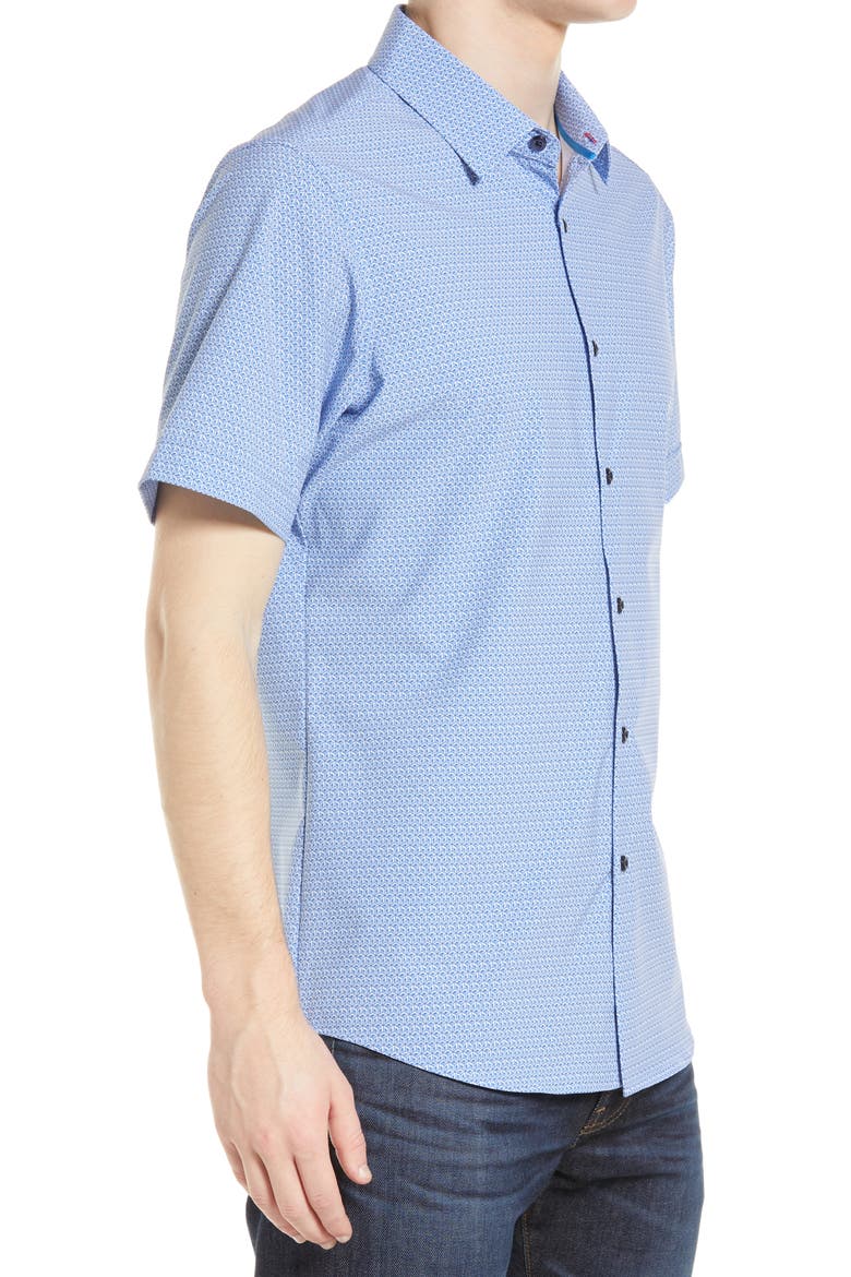 Short Sleeve Button-Up Shirt, Alternate, color, BLUE