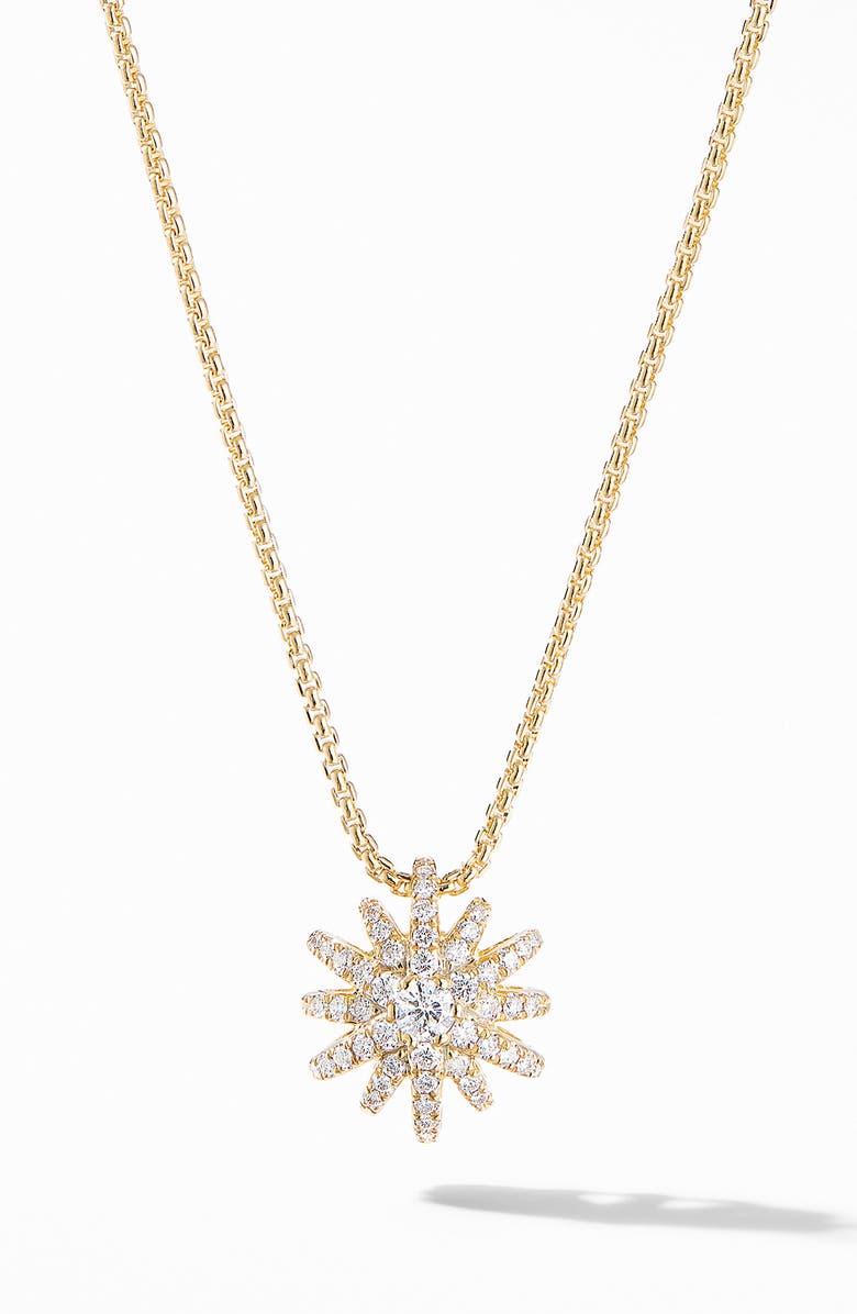 David Yurman Starbust Pendant Necklace in 18K Yellow Gold with Pavé Diamonds, Main, color, 