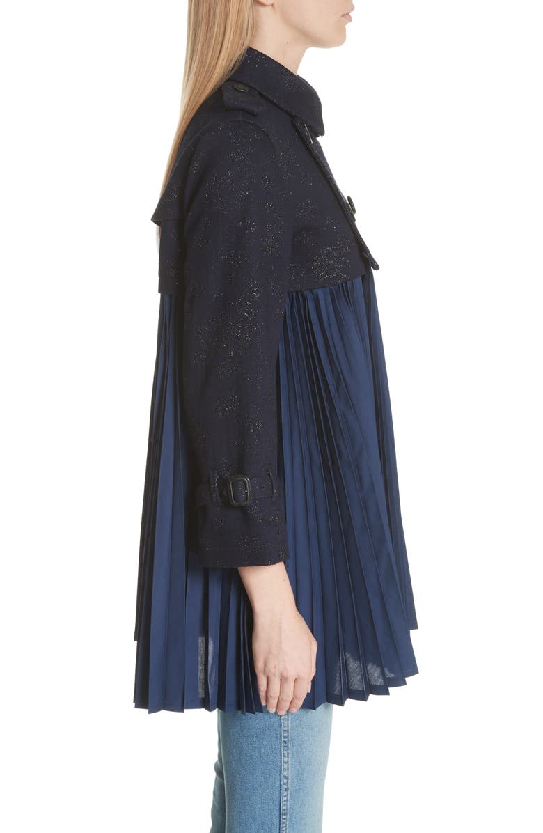 Tao Comme des Garçons Tricot Comme des Garçons Pleated Trench Coat, Alternate, color, 