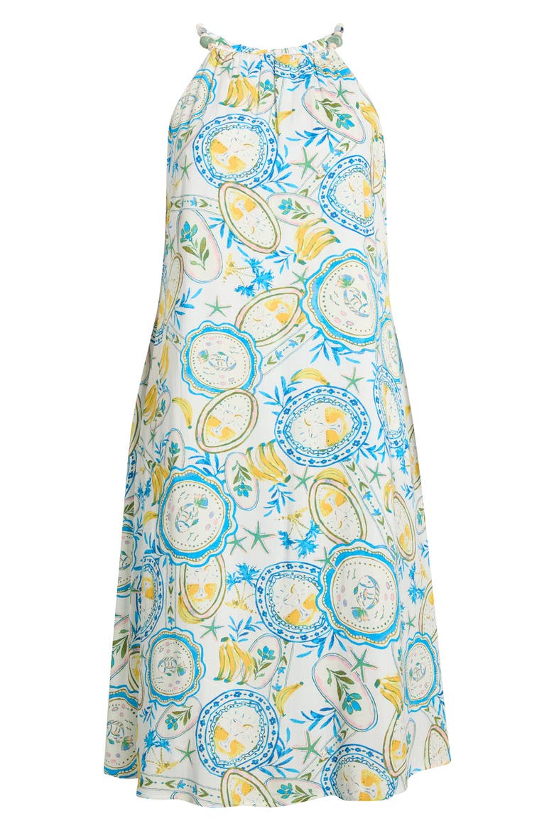 Harvest Island Brisia Midi Dress, Alternate, color, WHITE/ BLUE/ YELLOW