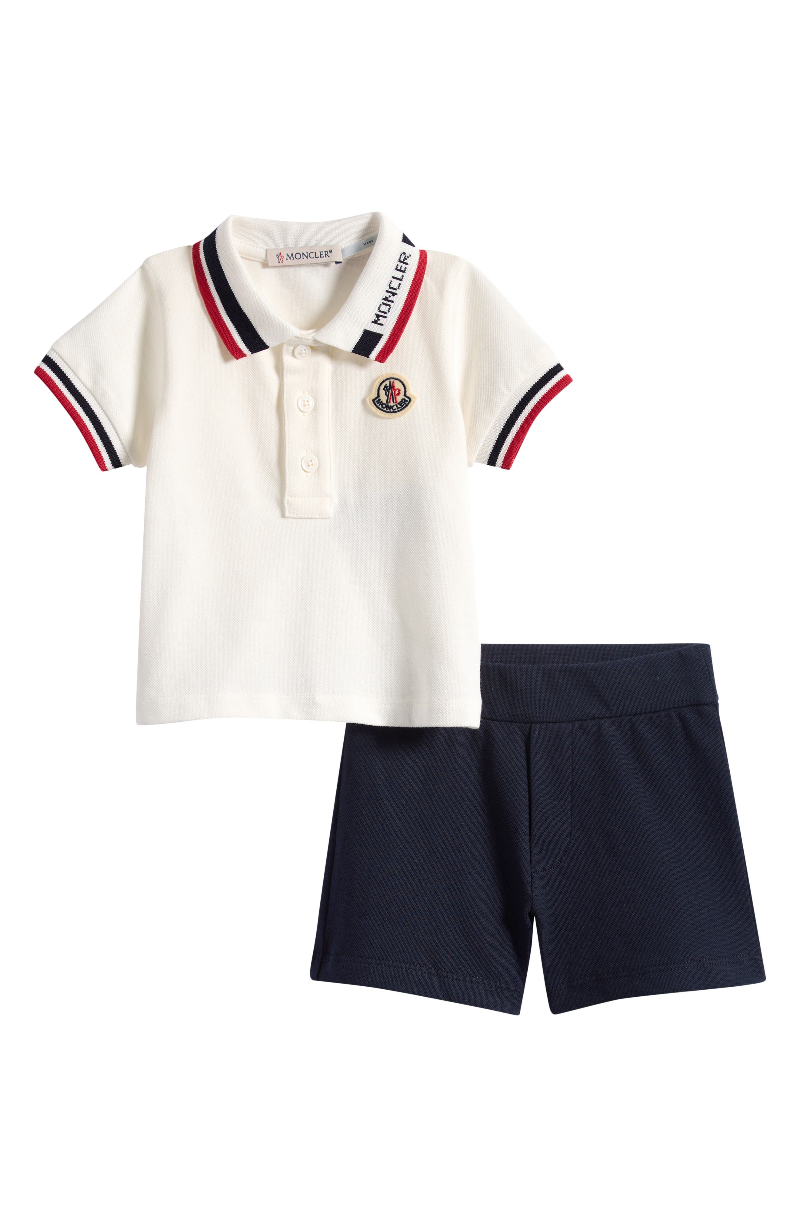 Детские Moncler Kids' Piqué Polo & Shorts Set