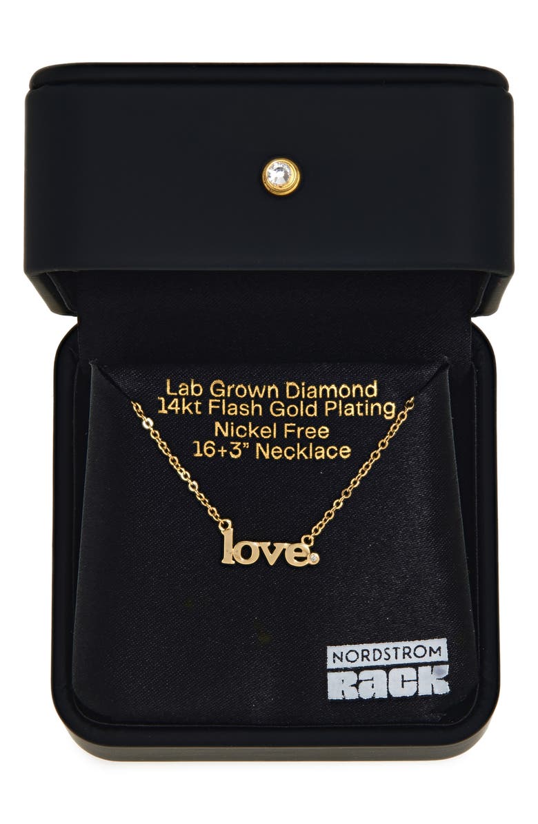 NORDSTROM RACK 14K Gold Plated Lab Grown Diamond Love Pendant Necklace, Main, color, Lab Grown Diamond- Gold