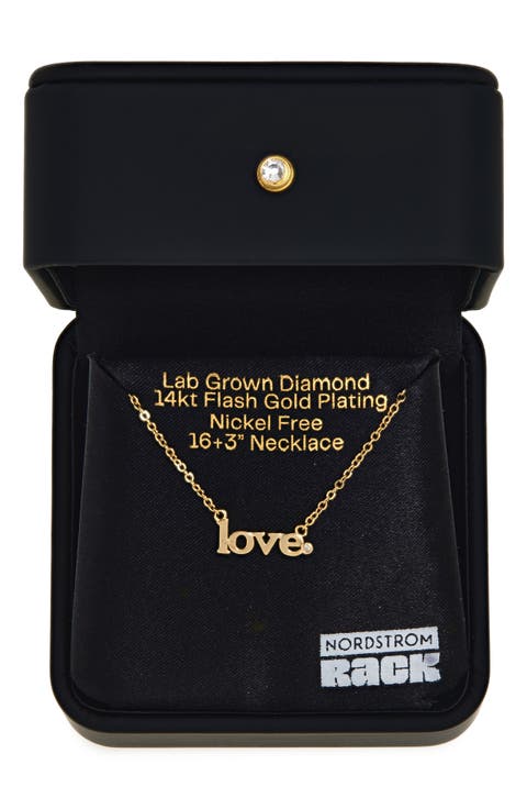 14K Gold Plated Lab Grown Diamond Love Pendant Necklace