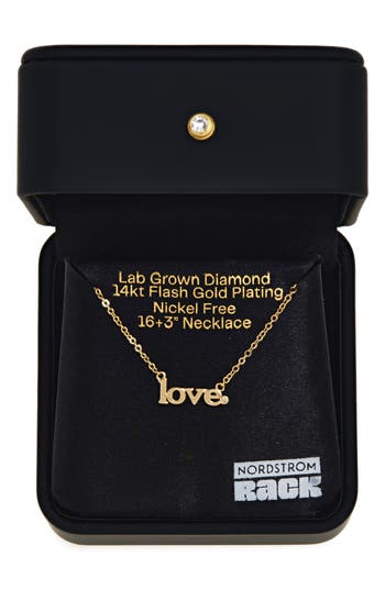 Nordstrom Rack 14k Gold Plated Lab Grown Diamond Love Pendant Necklace
