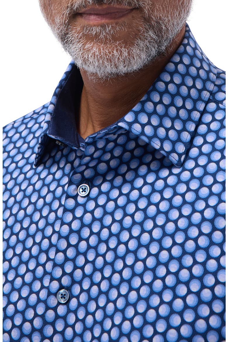 Jimmy OoohCotton® Geo Print Button-Up Shirt, Alternate, color, COBALT