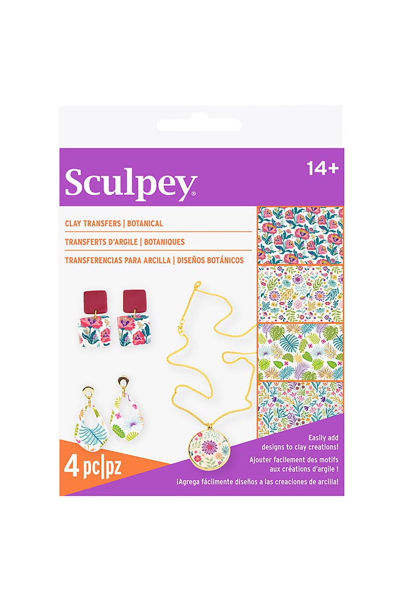 Sculpey Clay Transfers Botanical Clay Decoration Sheets, Main, color, Multicolored