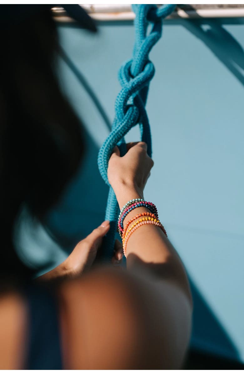 Noonday Tiny Paper Bead Bracelet Set of 8, Alternate, color, Turquoise