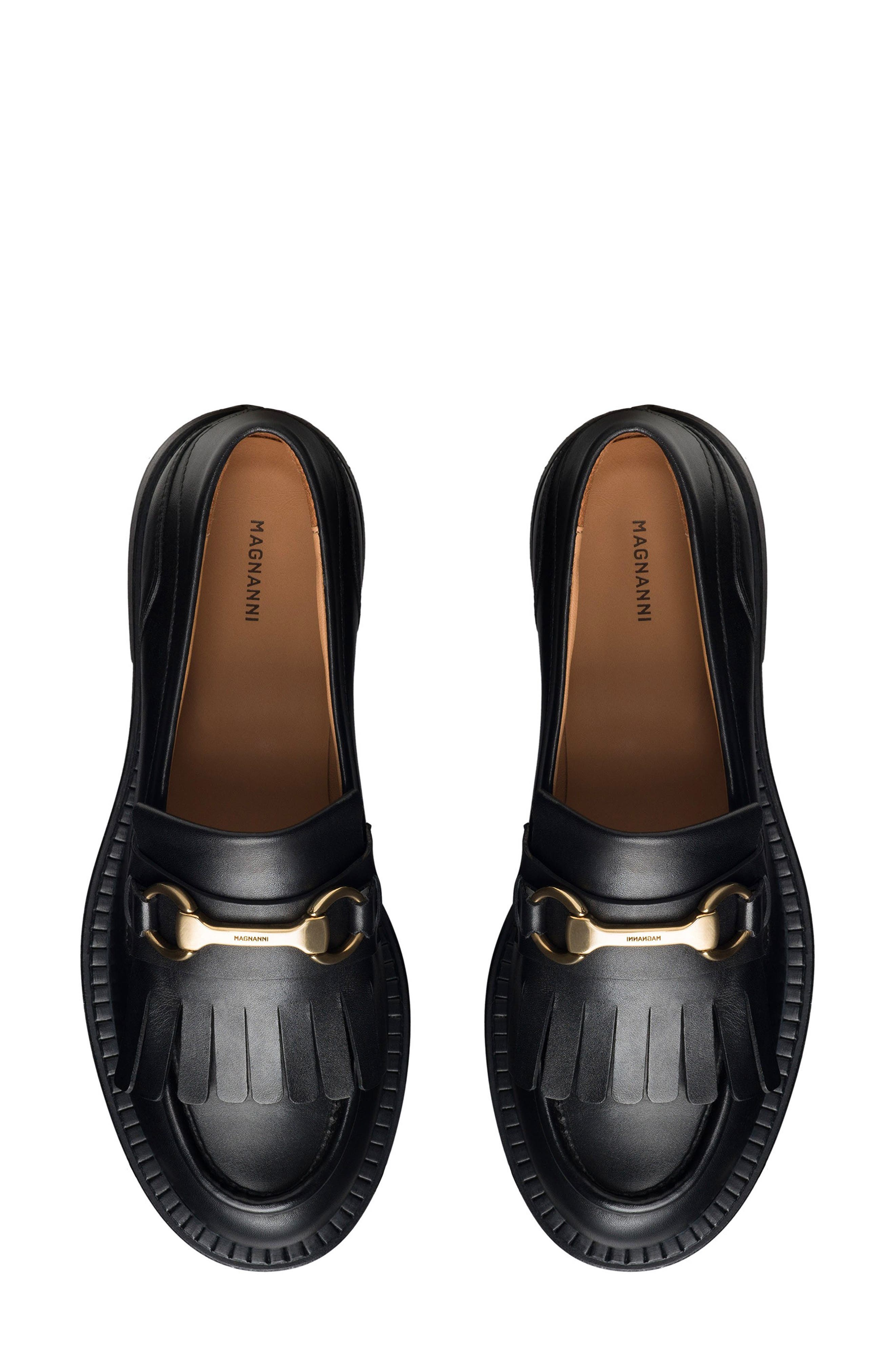 Magnanni Oaklynn Leather Bit Loafer, Alternate, color, Black