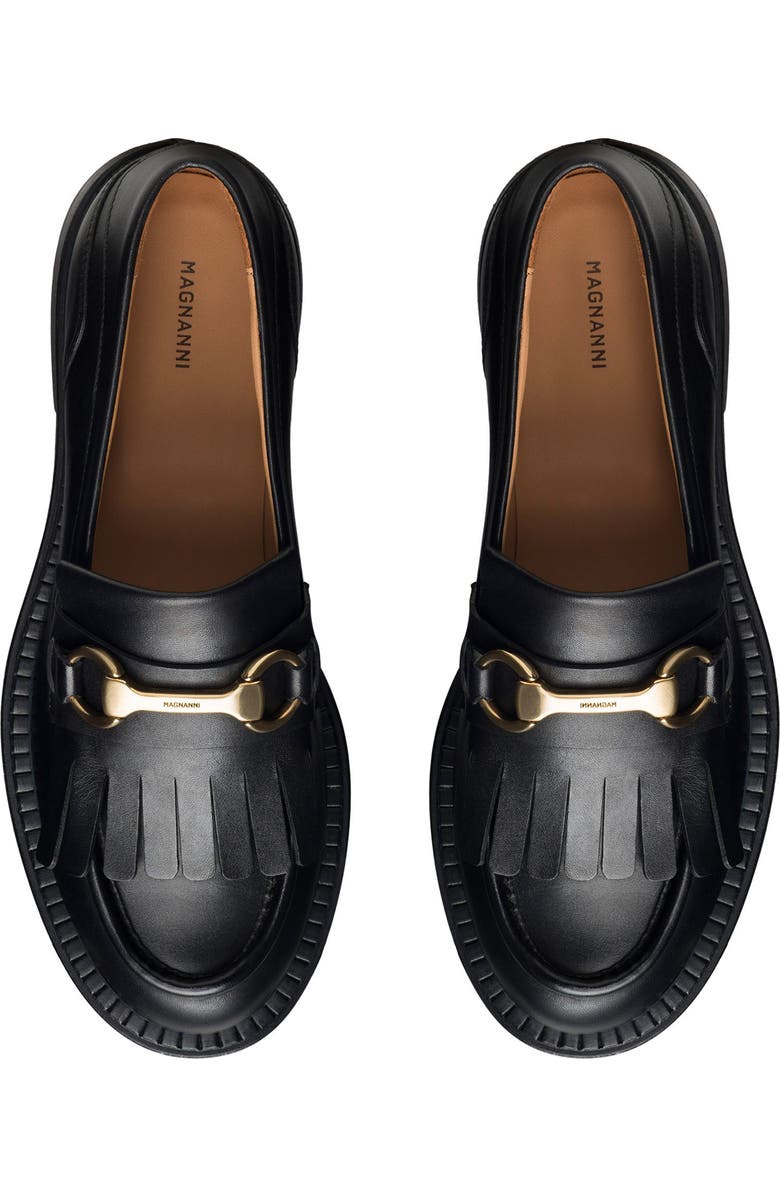 Magnanni Oaklynn Leather Bit Loafer, Alternate, color, Black