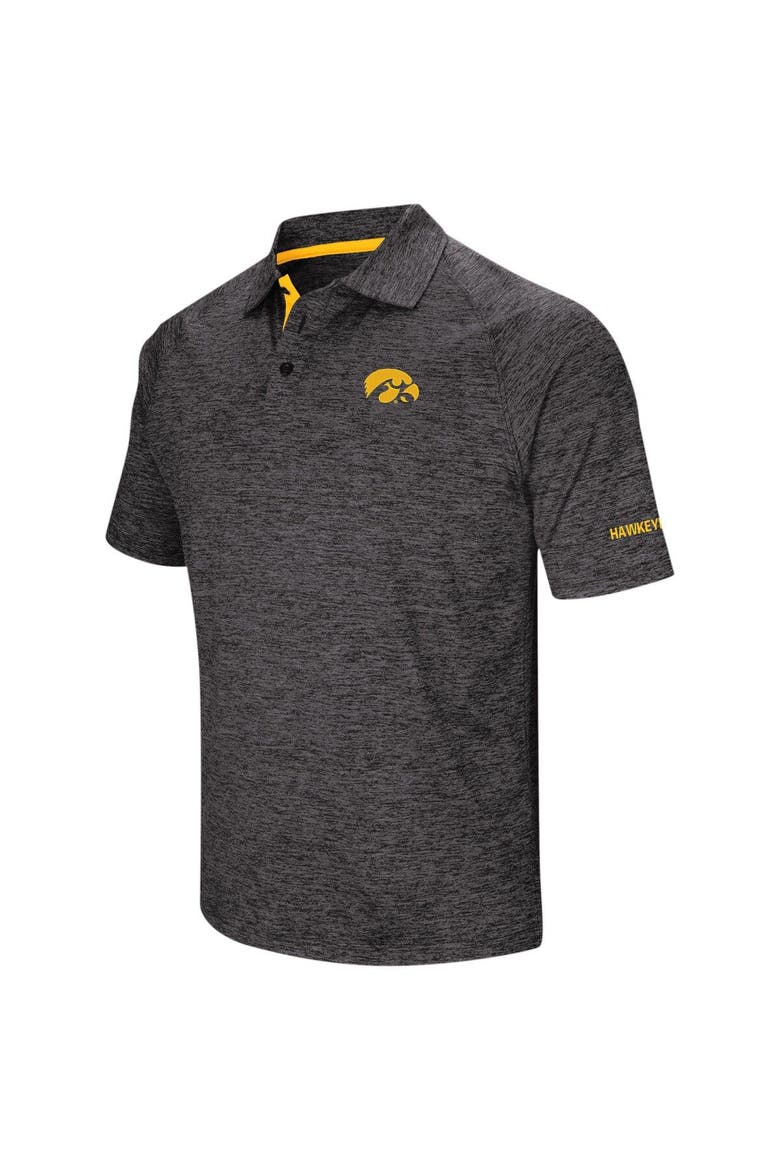 Men's Colosseum Black Iowa Hawkeyes Big & Tall Down Swing Polo, Main, color, Black