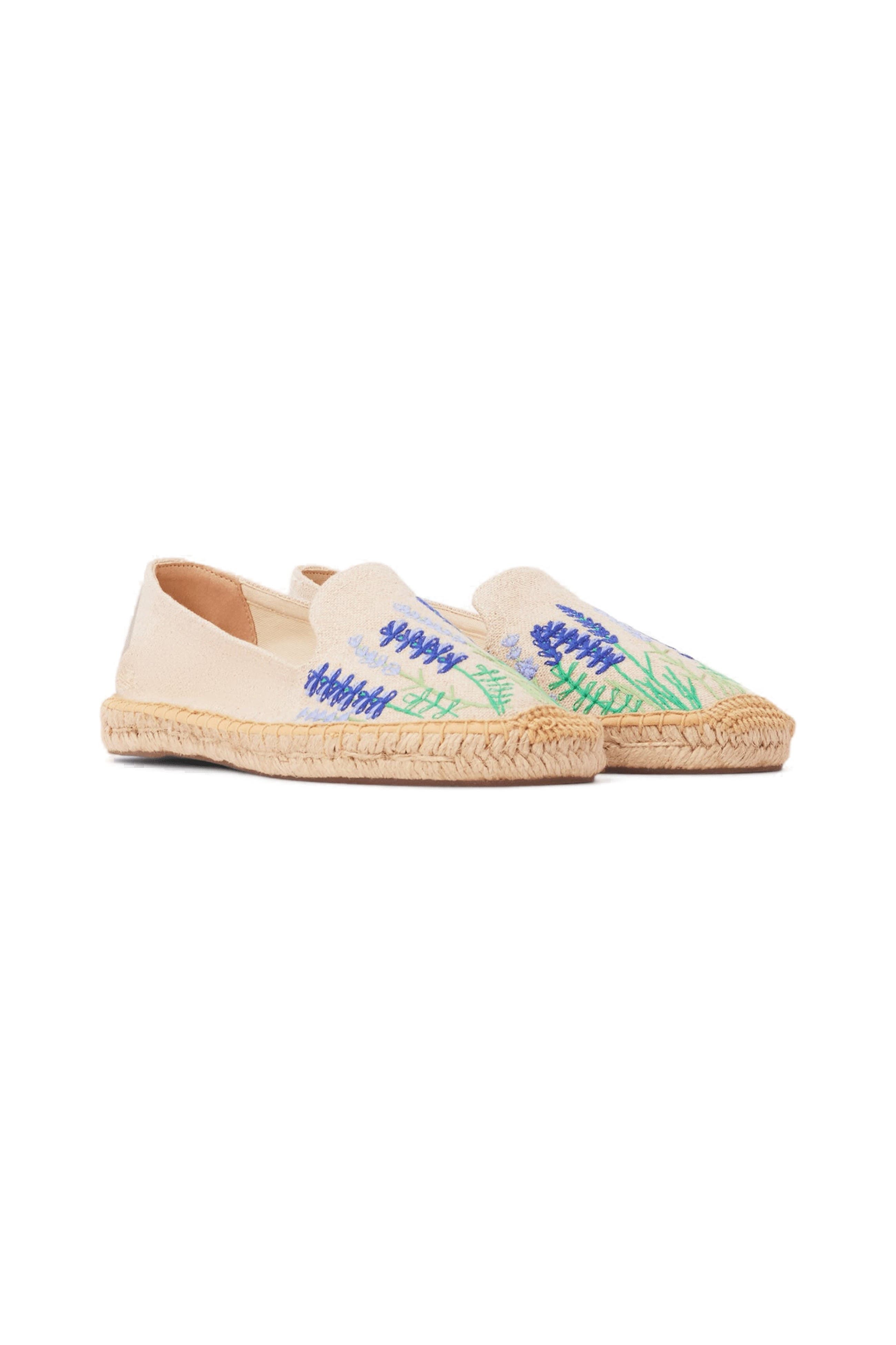 The Smoking Embroidery Espadrille, Alternate, color, Bluebonnets - Natural Undyed