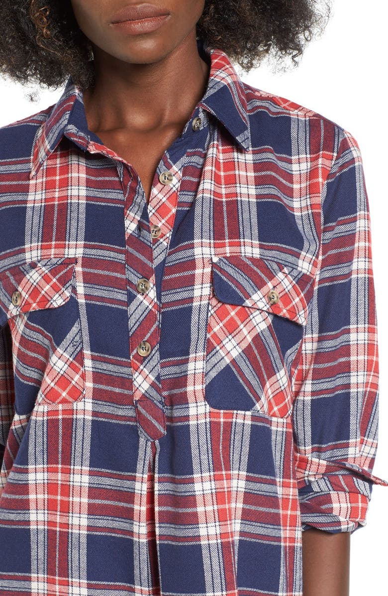 Mimi Chica Flannel Plaid Shirtdress, Alternate, color, 