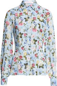 Carolina Herrera Isabella Floral Silk Crepe Button-Up Shirt