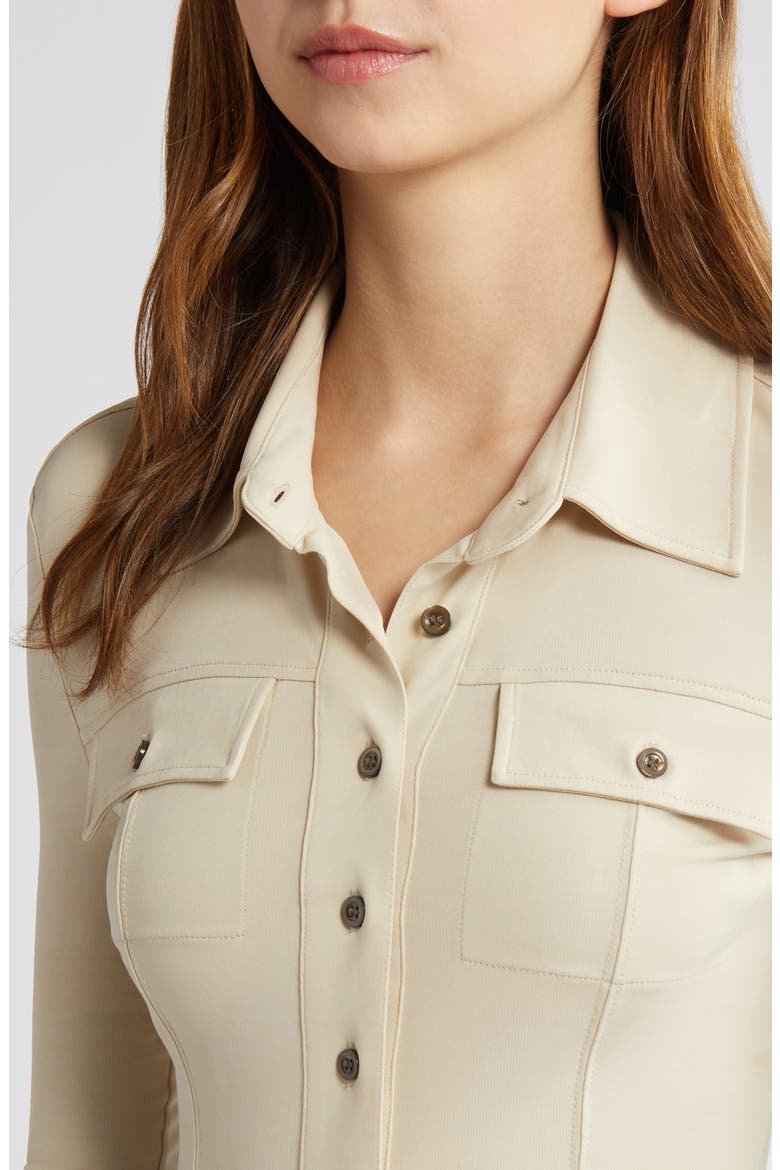 Jersey Button-Up Shirt, Alternate, color, PARCHMENT