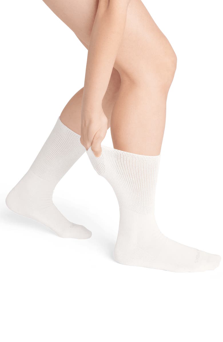 Bombas Ultrastretch Cotton Blend Crew Socks, Alternate, color, Soft White