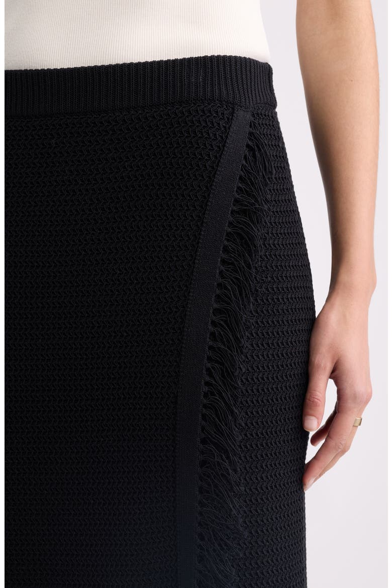 Fringe Sweater Midi Skirt, Alternate, color, BLACK
