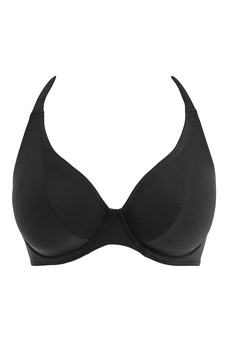Jewel Cove Underwire Banded Halter Bikini Top, Alternate, color, PLAIN BLACK