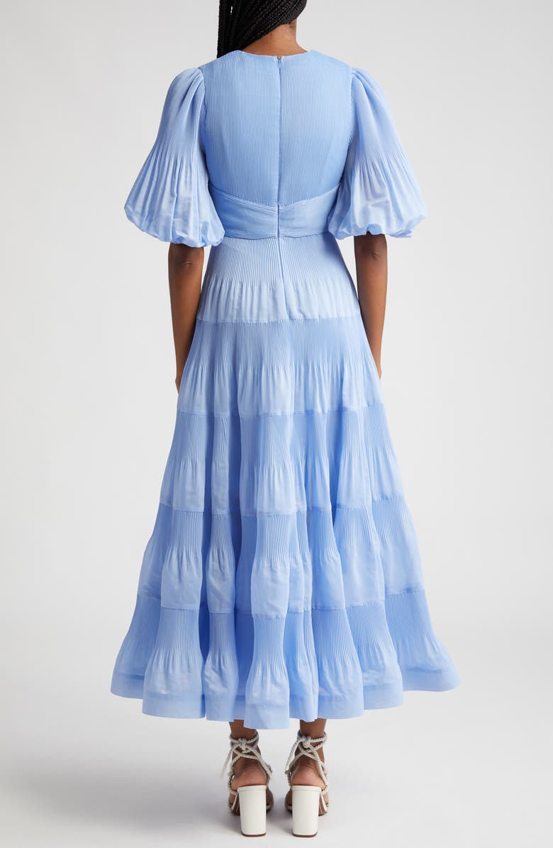 Zimmermann Pleated Tiered Midi Dress, Alternate, color,