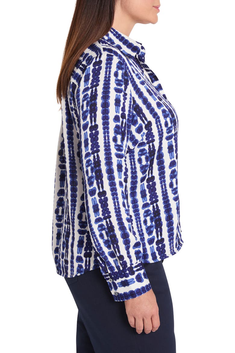 Shibori Stripe Pullover Blouse, Alternate, color, INDIGO MULTI