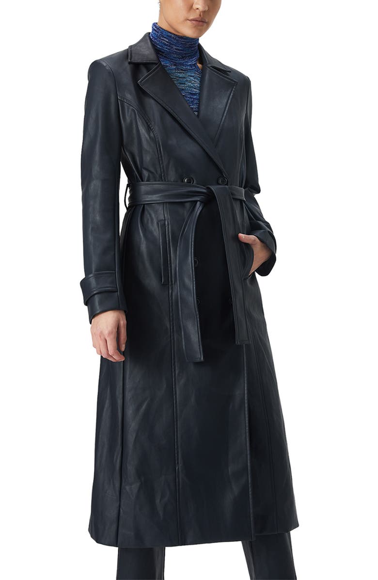 Bardot Faux Leather Trench Coat, Alternate, color, 